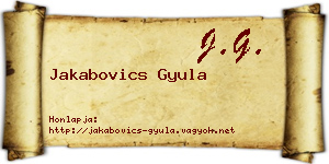 Jakabovics Gyula névjegykártya
